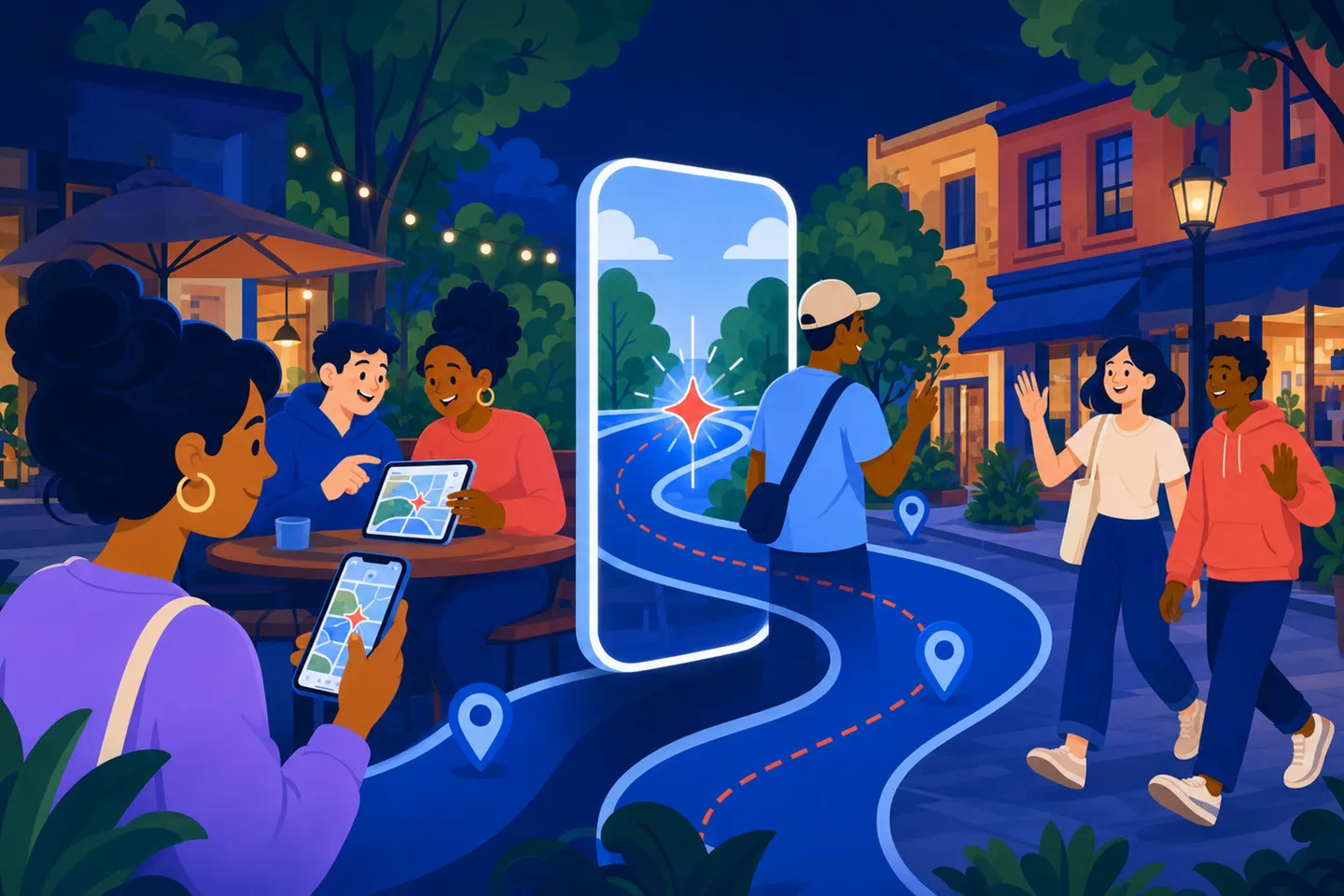 People discovering, planning, sharing, and meeting in a local Atlanta neighborhood