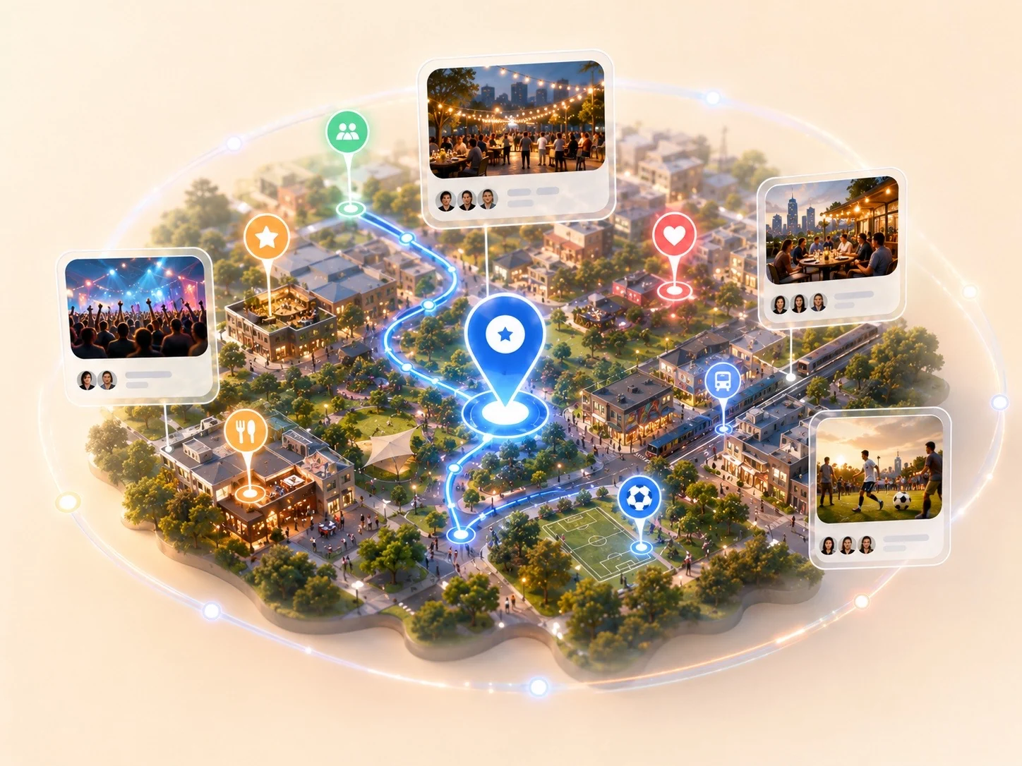Sample scene of discovering nearby places